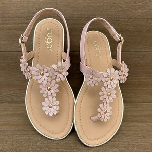 Sugar Girls Pink Floral Sandals Size 4 – Daisy Flower Detail